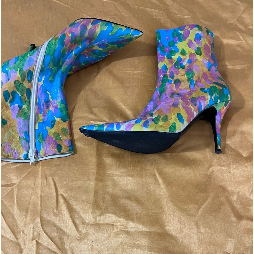 Elman Venetian Leather Colorful Abstract Heeled Boots
